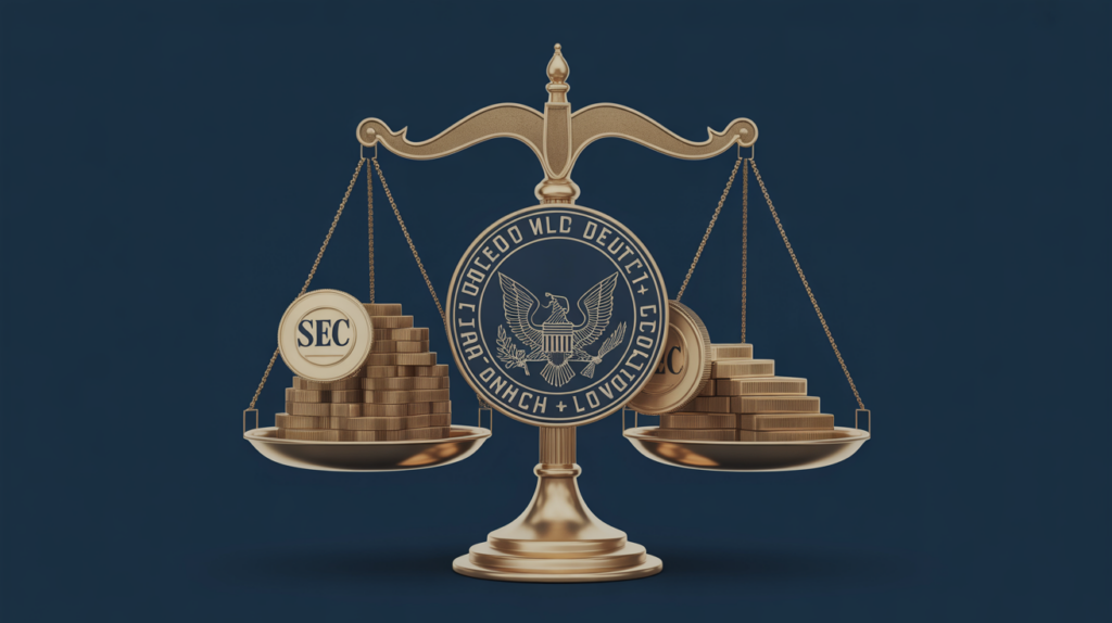 SEC regulatory framework merging with blockchain digital securities visualization